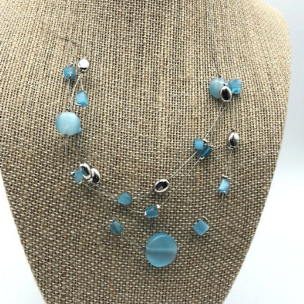 Lia Sophia Blue and Silver Multi-Strand Necklace
